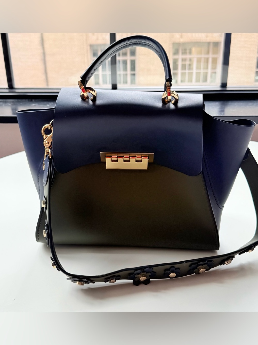 Satchel Floral Strap Colorblock Fall Bag Faux Leather
